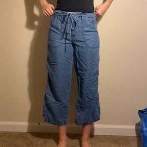 Cropped bell linen pants